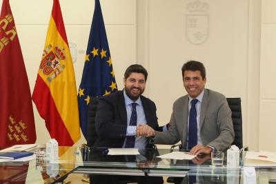 Carlos Mazón y Fernando López Miras suman fuerzas para “defender y exigir” los recursos hídricos necesarios para la Comunitat y Región de Murcia